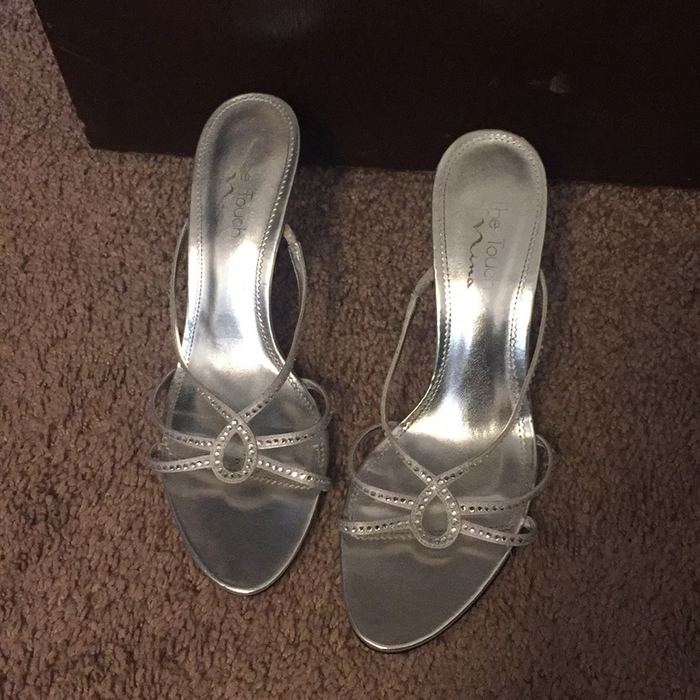 Silver strappy heels